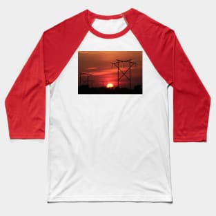 Power Line Sunset silhouette Baseball T-Shirt